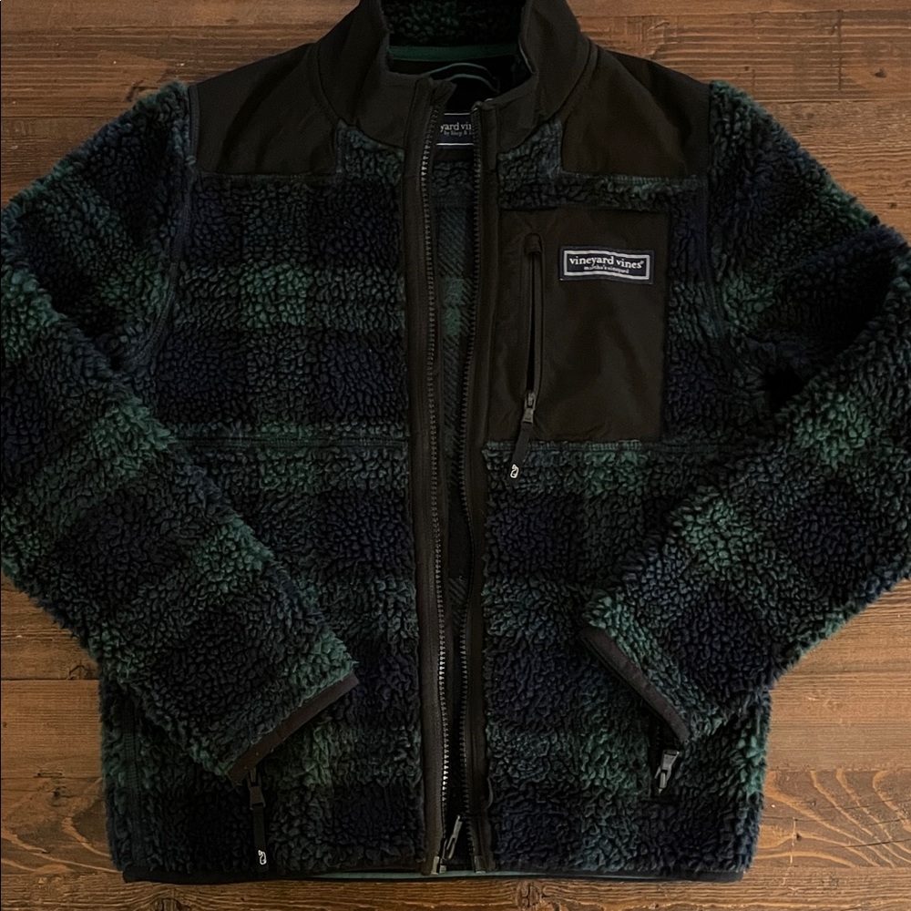 Vineyard Vines Boys Fleece Jacket Size Small 8-10 - Navy and Green